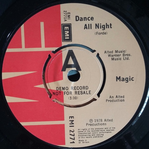 Magic - Dance All Night 7 Inch Vinyl Single (7 Inch Record, Promo) (Jukebox Record)
