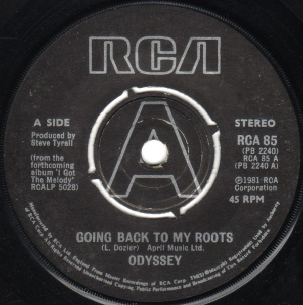 Odyssey - Going Back To My Roots 7 Inch Vinyl Single (7 Inch Record) (45 Record) (Jukebox Record)