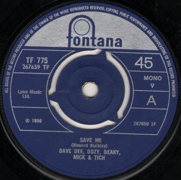 Dave Dee, Dozy, Beaky, Mick and Tich - Save Me 7 Inch Vinyl Single (7 Inch Record, Mono) (45 RPM Record) (Jukebox Record)