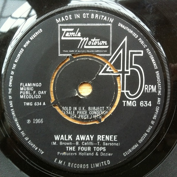 The Four Tops - Walk Away Renee 7 Inch Vinyl Single (7 Inch Record) (Jukebox Record)