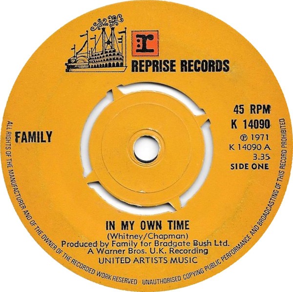 Family - In My Own Time 7 Inch Vinyl Single (7 Inch Record) (Jukebox Record)