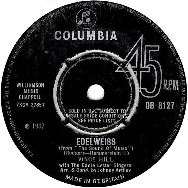 Vince Hill - Edelweiss 7 Inch Vinyl Single (7 Inch Record) (Jukebox Record)