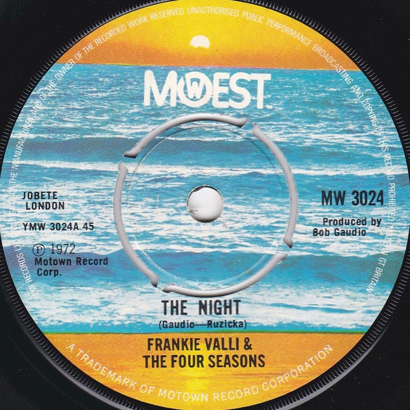 Frankie Valli and The Four Seasons - The Night 7 Inch Vinyl Single (7 Inch Record) (Jukebox Record)